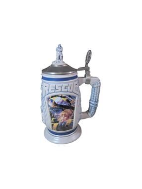 "Tribute To Rescue Workers " 1997 Avon Beer Stein Made In Brazil Blue #212